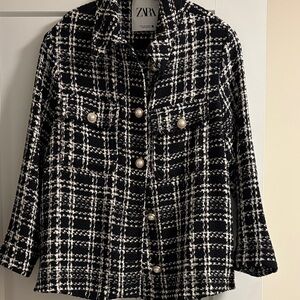 Zara Women's Black and White Tweed Jacket